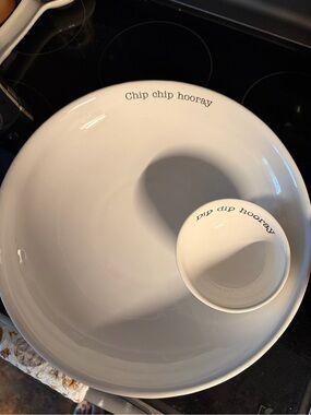 Mud Pie White 'Chip chip hooray' Chip & Dip Set